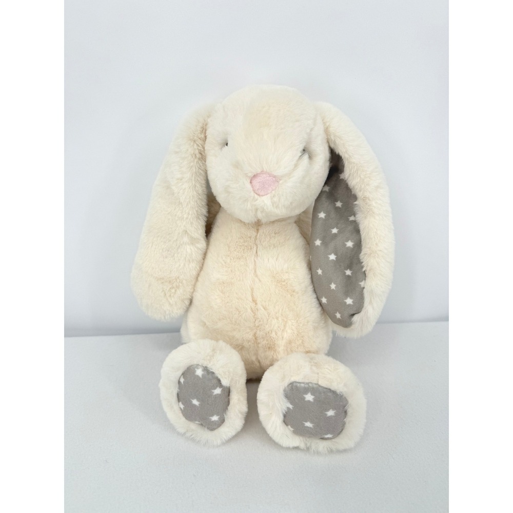 World's Softest Plush Bunny Rabbit 12" White Grey‎ Star Floppy Ear Sewn Eyes
